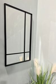 מראה מלבנית מחולקת לקיר במסגרת מתכת – תמונה 3