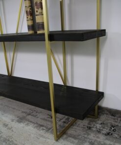 Alternative view of ספרייה רגלי מתכת וחמישה מדפי עץ באלון שחור